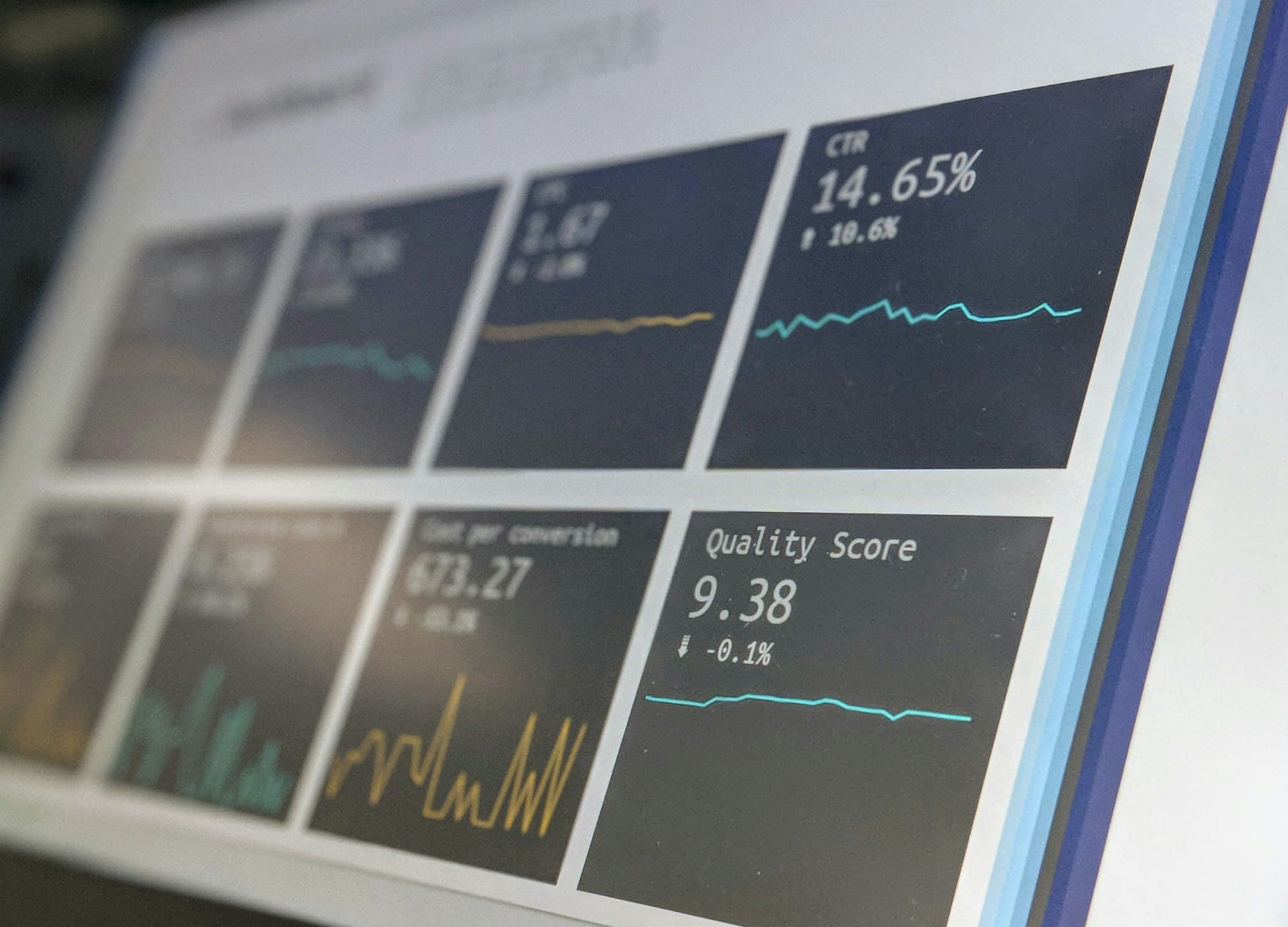 Metrics dashboard on a monitor